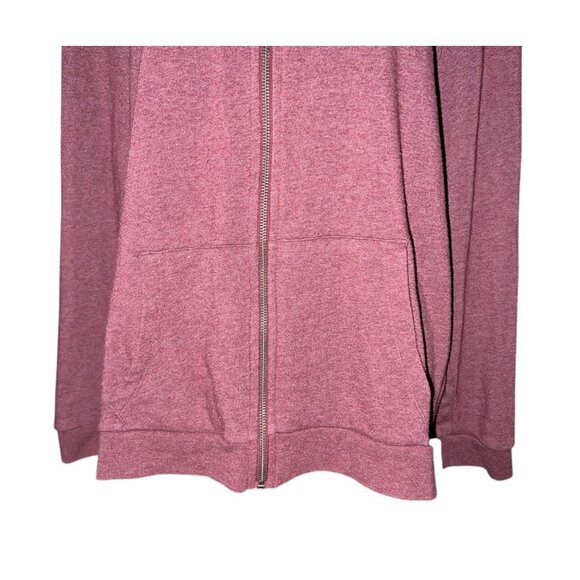 George Maroon Zip-Up Hoodie With White & Black Striped Sleeves Size Large Womens - Picture 10 of 10